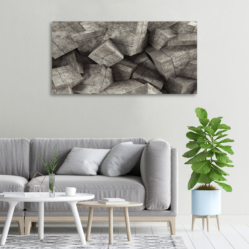 Concrete Cubes - Print, Canvas, 50cm H x 100cm W x 2cm D