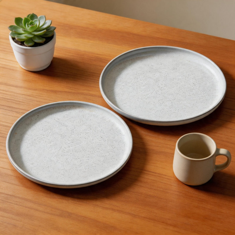 Ensemble de 4 assiettes en céramique de 10 po en grès résistantes aux égratignures, allant au four à micro-ondes et au lave-vaisselle pour salade de pâtes
