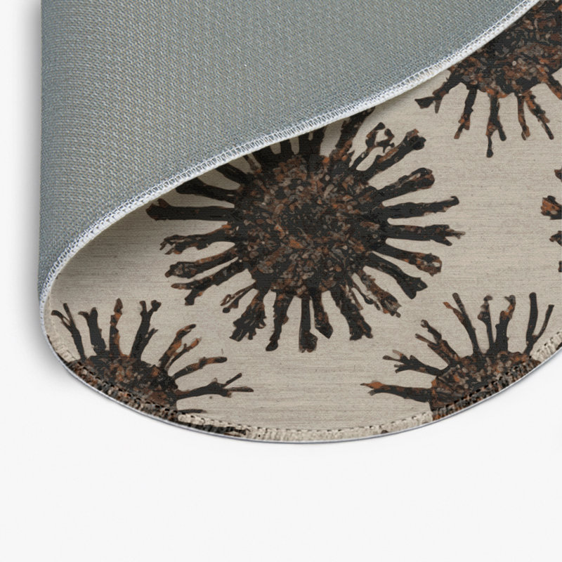Tapis beige d'intérieur et d'extérieur Nature, Rond 5 pi