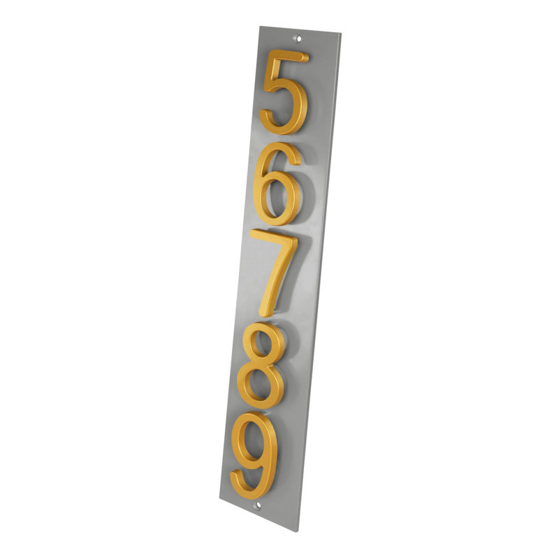 Plaque d'adresse verticale Amgo, Doré, Gris, Oui