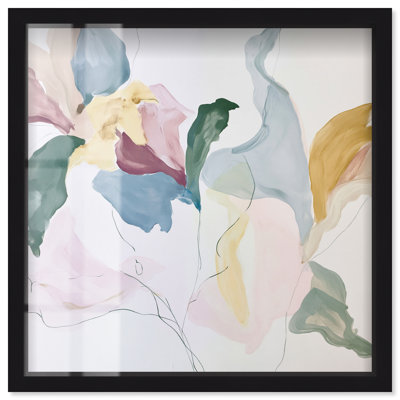 Décoration murale Art Remedy, tableau « Delicate Dawn Floral II », cadre noir, 40,6 x 40,6 cm (16 x 16 pouces).