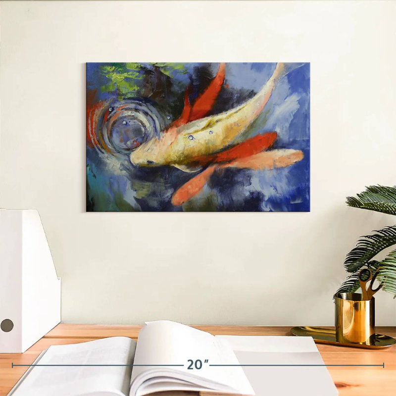 Koi et ondulations de l'eau, H 8 po x l 12 po