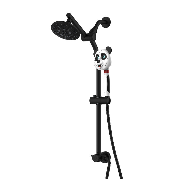 Adjustable Extension Bar with 5-Function Rainfall Shower Head and Panda Hand Shower