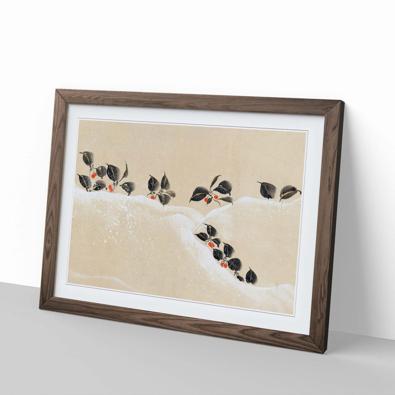 Winter Tree by Flowers Vol.1 by Sakai Hoitsu - Picture Frame Painting Print, Walnut Framed, 36cm H x 48cm W x 2cm D