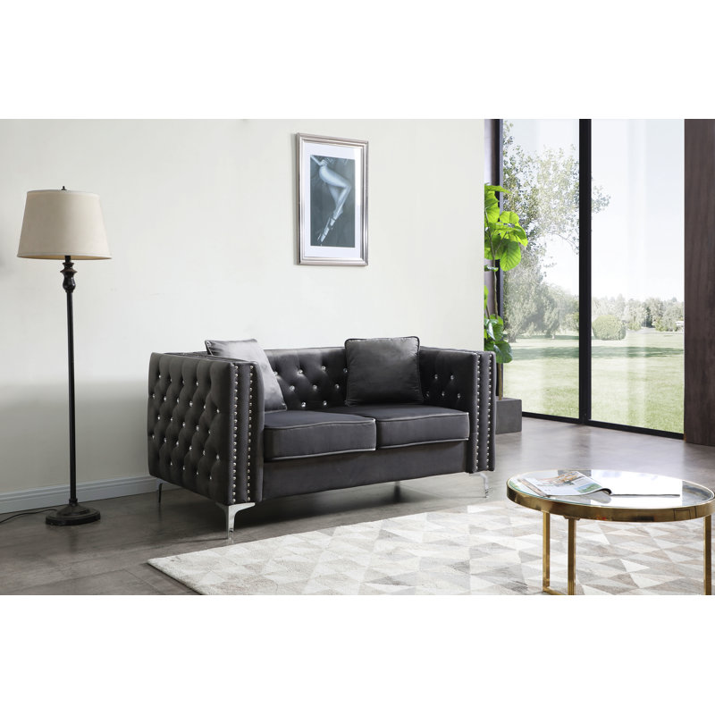 Causeuse contemporaine stylisée grise, Gris