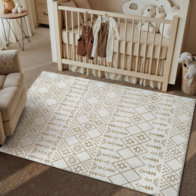 Zephyr Weave Geometric Area Rug in Light Yellow, Rectangle 4' x 6', Light Yellow