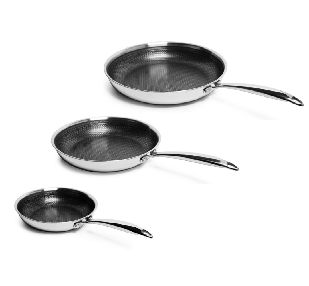 Lexi Home Modern Kitchen Basics Tri-Ply Stainless Steel Nonstick 3 -Piece Fry Pan Set Lexi Home