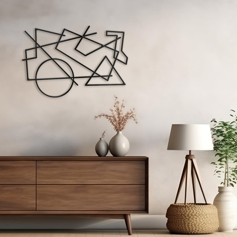Décoration murale en métal, H 12 po x l 18 po x P 0,05 po, Noir