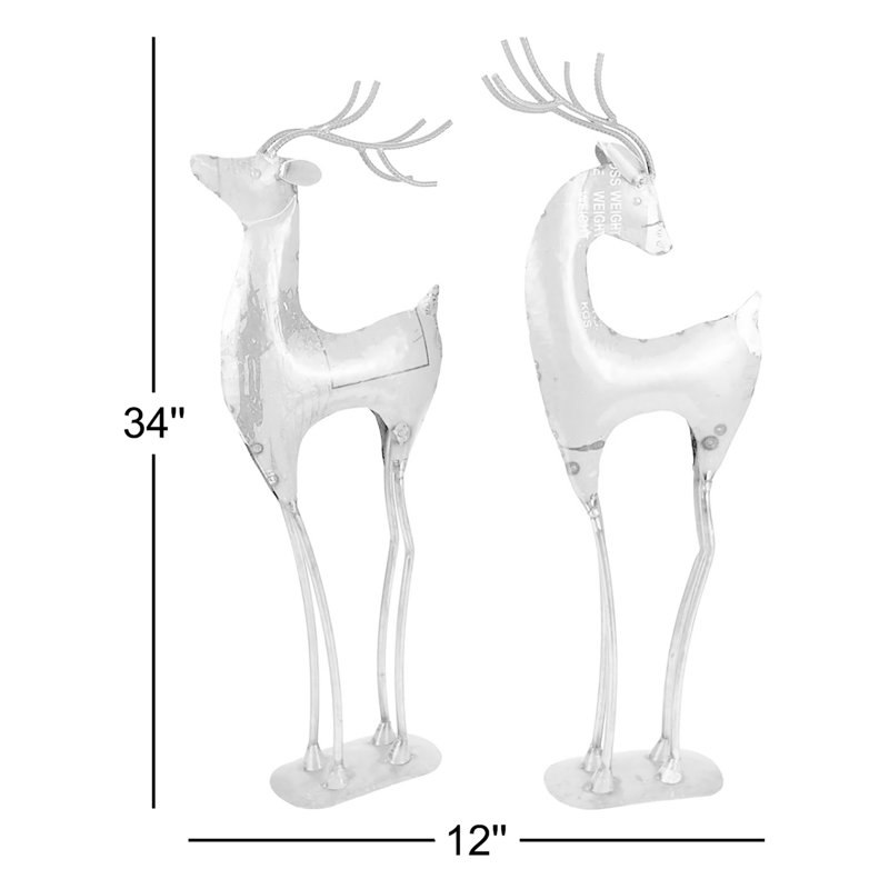  Cerf en fer recyclé à la main - ensemble de 2 décorations décoratives des Fêtes