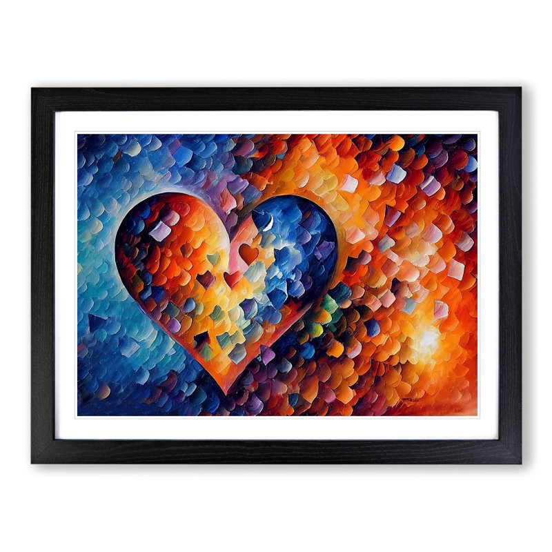 Love He Abstract - Single Picture Frame Print, 46cm H x 64cm W x 2cm D, Black