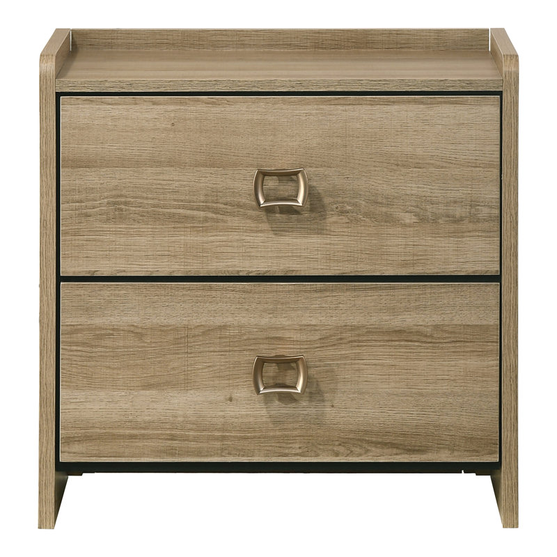 Table de chevet 2 tiroirs Plainfield, Brun