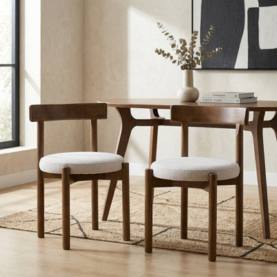 Homestead Set of Two Walnut Effect Solid Wood Dining Chairs