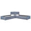Lit plateforme tapissier en L avec lit gigogne et deux tiroirs reliés par un bureau intégré, simple, gris