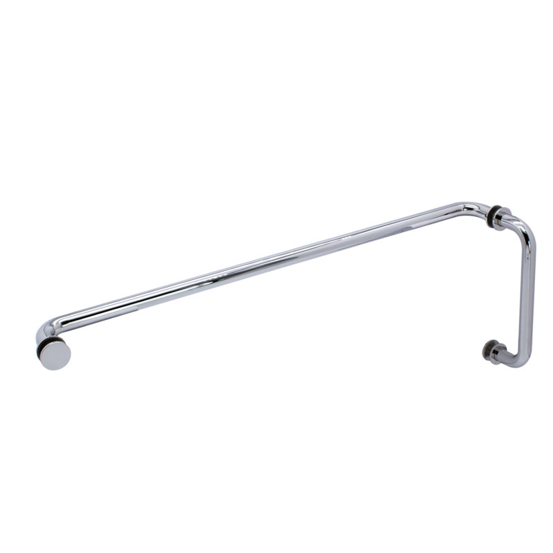 FHC TBR6X24BN Pull Handle And Towel Bar Combo, Brass material, 6" Handle Center to Center, Round Profile, Brushed Nickel Finish