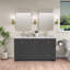 Ensemble de meuble-lavabo double 60 po en bois massif avec comptoir à surface solide, armoire de bain pré-assemblée gris foncé
