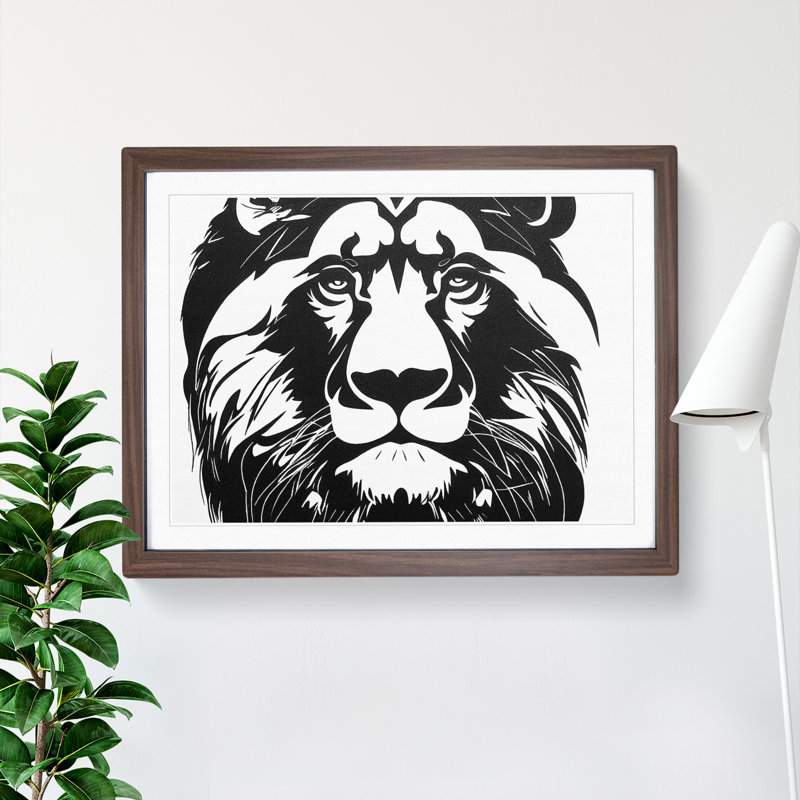 XH1022-8717X Surprising Lion - Single Picture Frame Print, 34cm H x 46cm W x 2cm D, Walnut