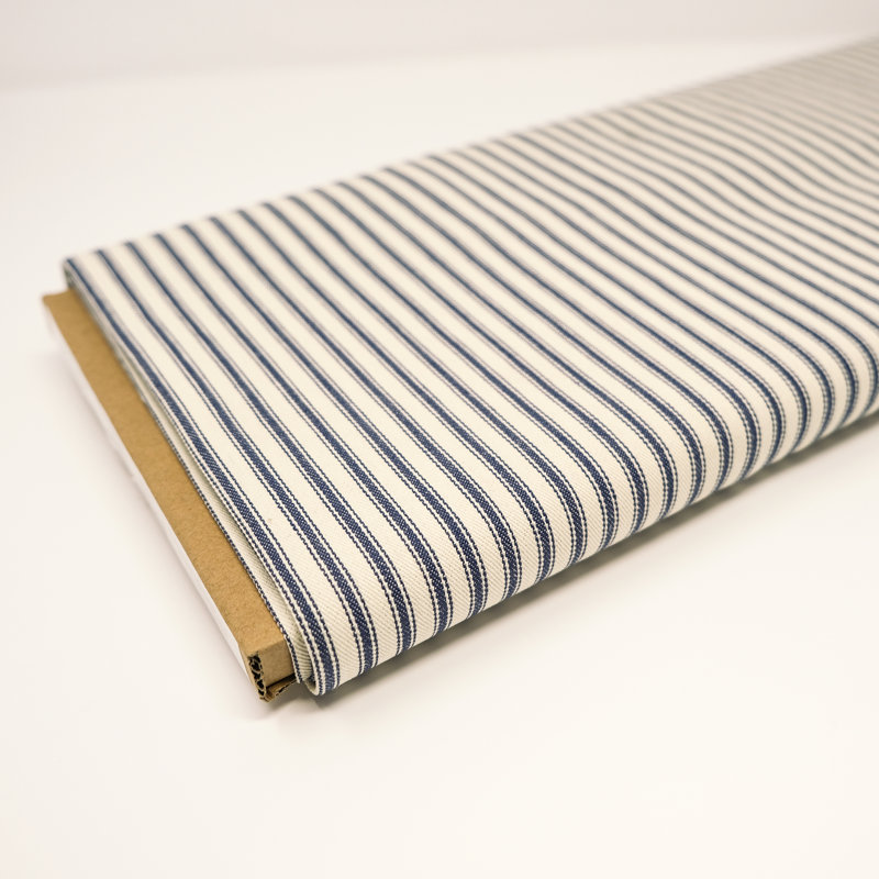 44/45" 100% Cotton Woven Ticking, Stripe Navy