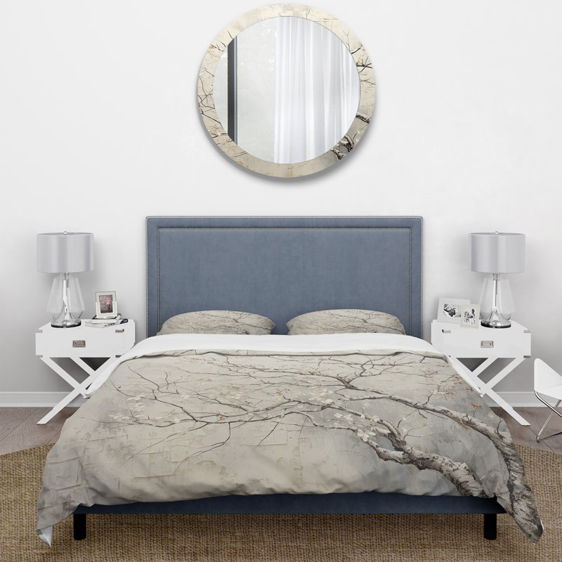 Arbre monochromes Whispers Of Beige - Ensemble de housse de couette arbre monochrome