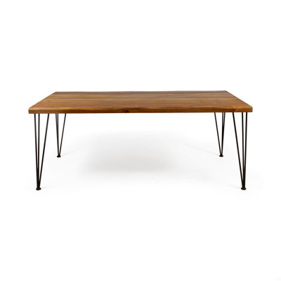 Industrial Wood And Metal Rectangular Dining Table by Latitude Run