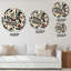 Horloge murale rétro à motif géométrique bleu orange et noir-907187529