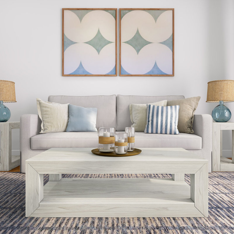 Table basse Casmey, Wirebrush White Sand, 15"H x 40.25"W x 20.5"D 