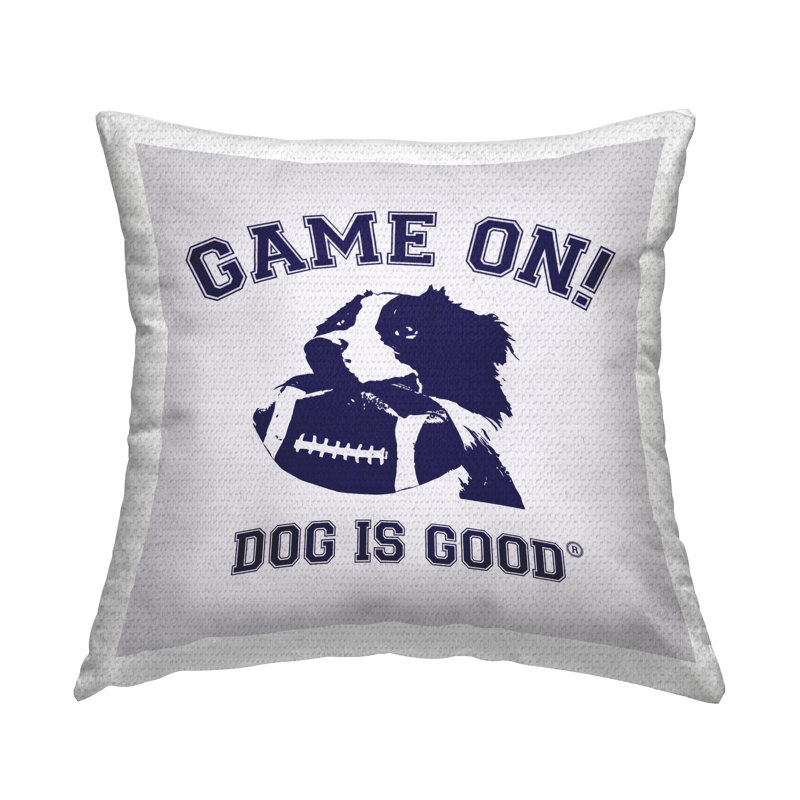 Coussin d'extérieur imprimé "Game On Dog & Football" par Dog Is Good