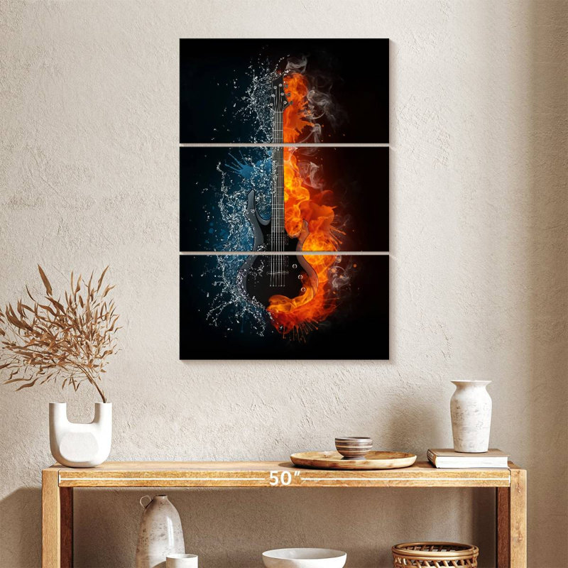 Abarca Flaming Guitar, 32" H x 20" W