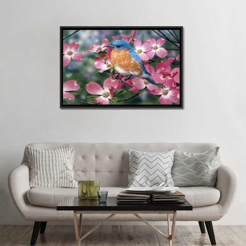 « dogwood rose rose » par william vanderdasson, impression sur toile, H 32 po x l 48 po x P 1,5 po, Toile avec cadre noir