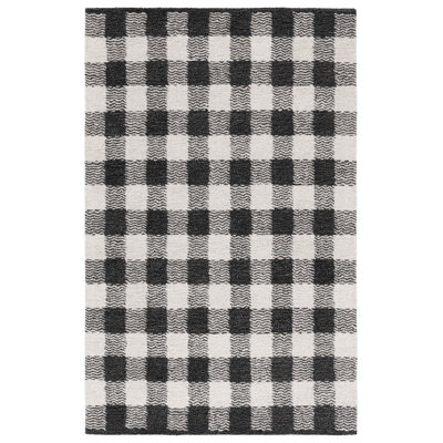 Genre 801 Hand Tufted Wool/Cotton/Fiber Checkered Rug in Charcoal/Ivory