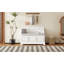 Banc de rangement pour chaussures rétro avec dispositifs de fermeture en douceur, compartiments cachés et coussin pour l'entrée ou le salon (blanc)