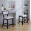 Ensemble de 2 tabourets de comptoir de 26,5 po, tabourets de bar rembourrés à hauteur de comptoir avec dossier confortable, structure en bois d'hévéa, dossier, repose-pieds, tabourets de bar sans accoudoir pour bar personnel, comptoir de cuisine, beige et noir