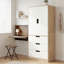HOMCOM Modern Clothes Storage Cupboard Unit with Hanging Rod, Oak