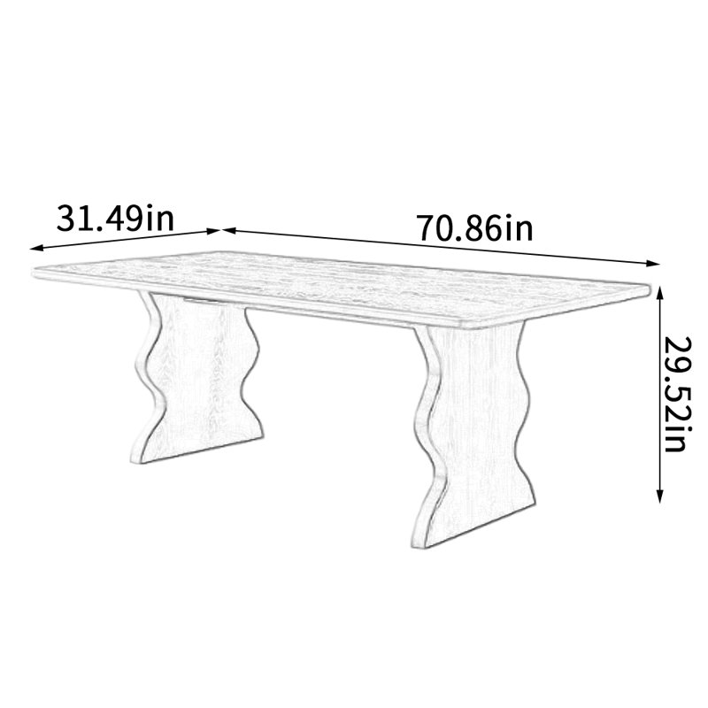 Table de salle à manger rectangulaire, H 29,52 po x L 70,86 po x l 31,49 po