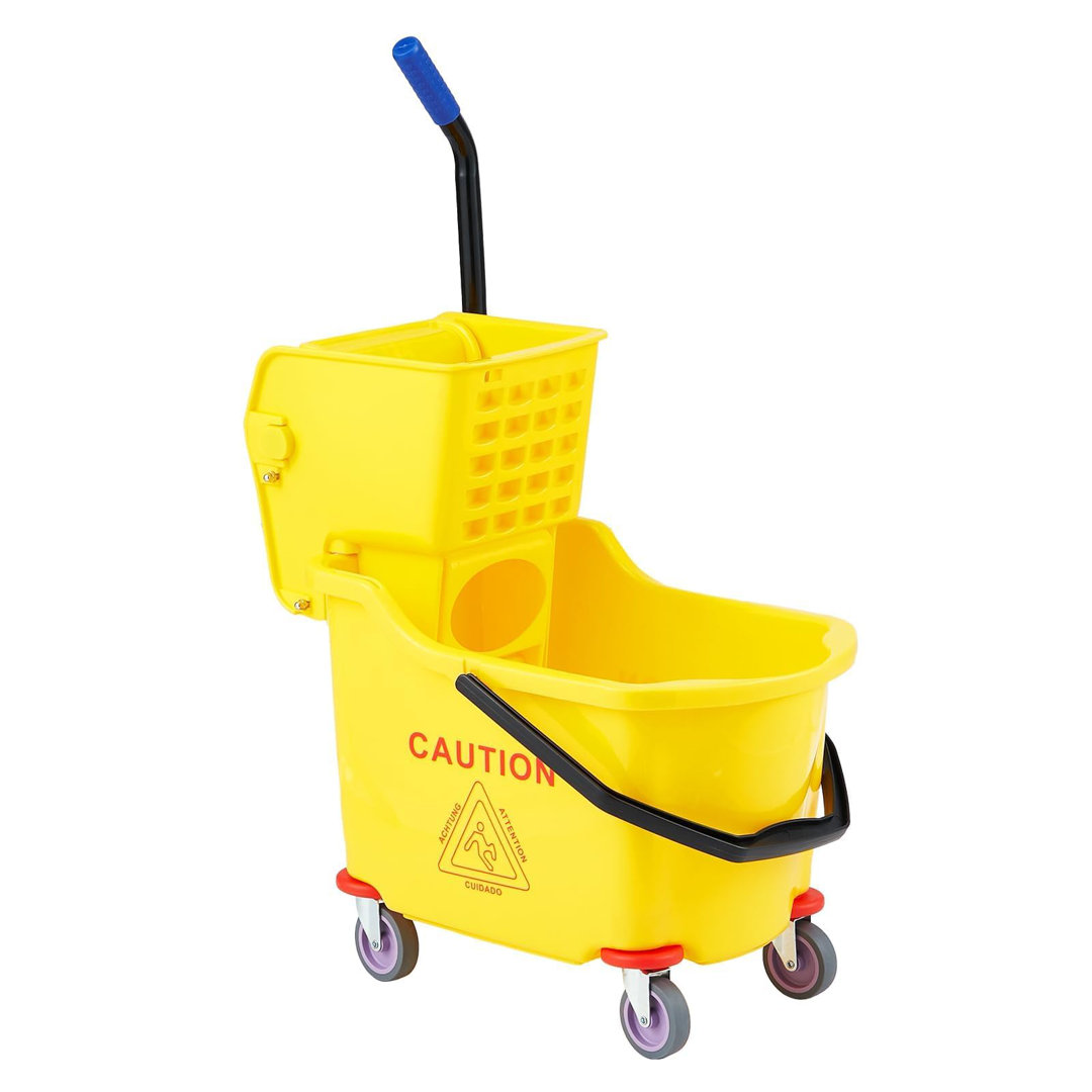 Mop Bucket with Wringer, 33L Large Capacity Rectangular Professional Kentucky Floor Mop and Bucket Set on Wheels for Commercial Industrial Warehouse H