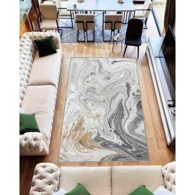 Tapis de salon lavable à la machine Nyeim - 7774 - 5 x 8 (5 pi 2 po x 7 pi 5 po), gris