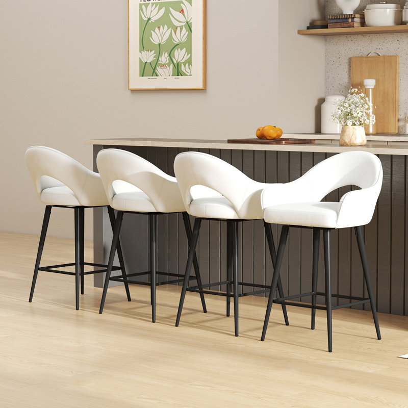Tabouret de bar pivotant avec repose-pieds et tabouret de bar 27 po, Blanc