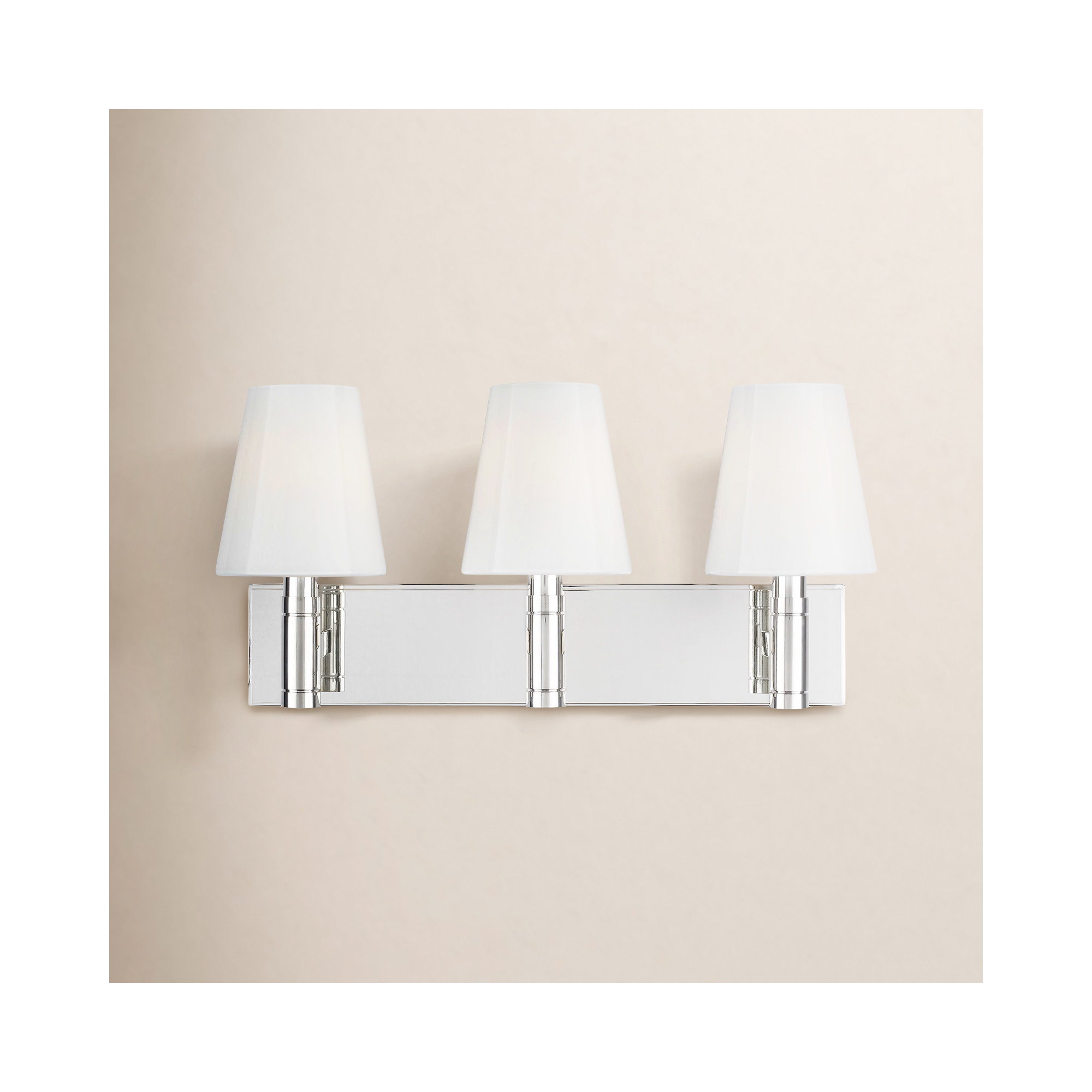 3 Light Frosted Dimmable Vanity Light, Polished Nickel