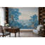 Papier peint mural vintage à motif toile de Jouy représentant un paysage pastoral bleu-974467359-974467354