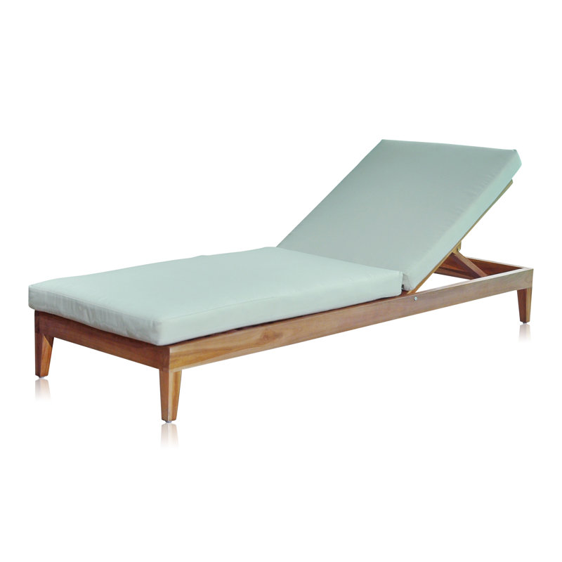 Outdoor Teak Wood Chaise Lounge , Cushion Included, Standard