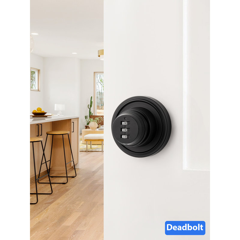 MRML Deadbolt Black Passcode Keyless Entry Dead Bolt Lock, Single Cylinder, Resettable 3 Digit with Combination, Interior Exterior Entry Door Lock, 1 Pack
