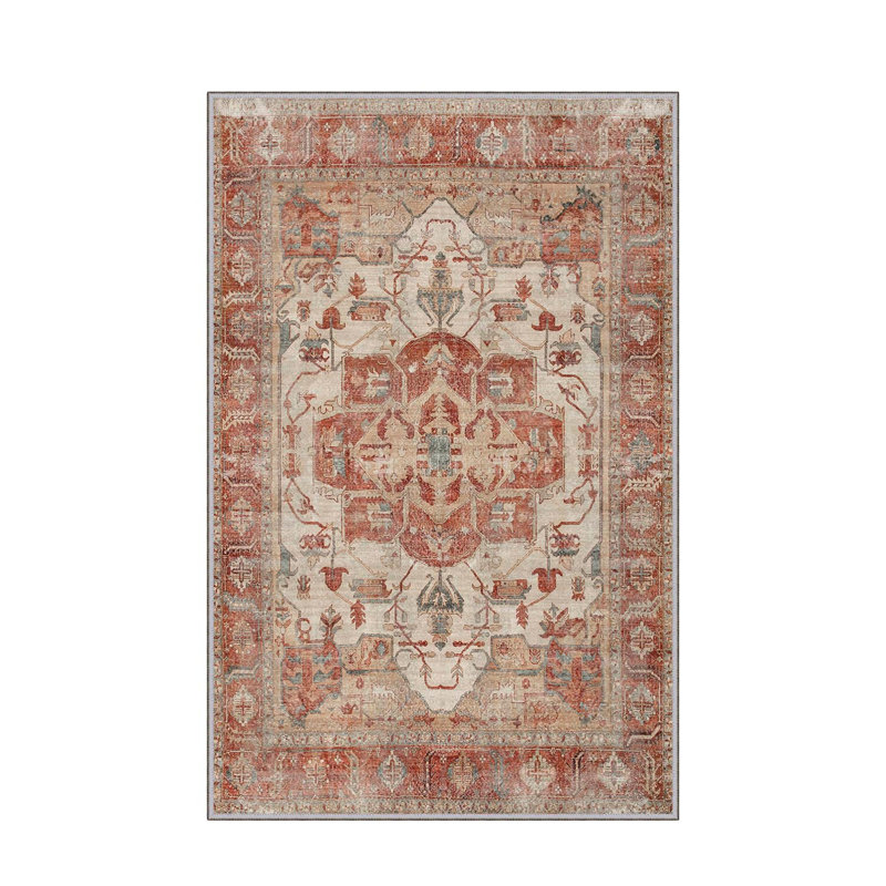 Luxurious Woven Area Rug, 5.9 x 9.2 ft, 100% Polyester, Antibacterial | Non-Slip PVC Felt Dot Underside, 0.3 in Pile Height | Machine Washable, 3D Digital Print, Perfect for Living Room & Bedroom Décor