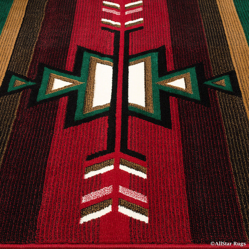Red and Green Southwestern Geometric 5' x 7' Synthetic Rug