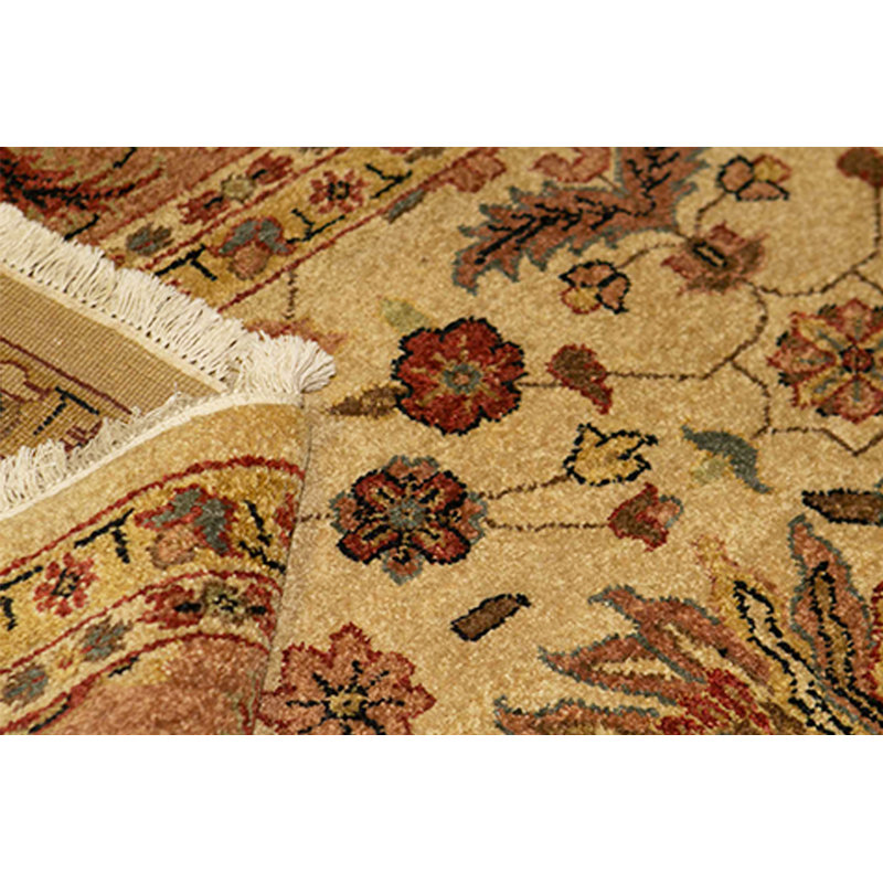 Tapis beige et rouille de haute qualité noué à la main