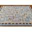 Petit tapis décoratif 3 x 5 po, tapis en laine noué à la main, tapis géométrique crème bleu clair, tapis de labyrinthe scandinave texturé moderne de style indien de luxe