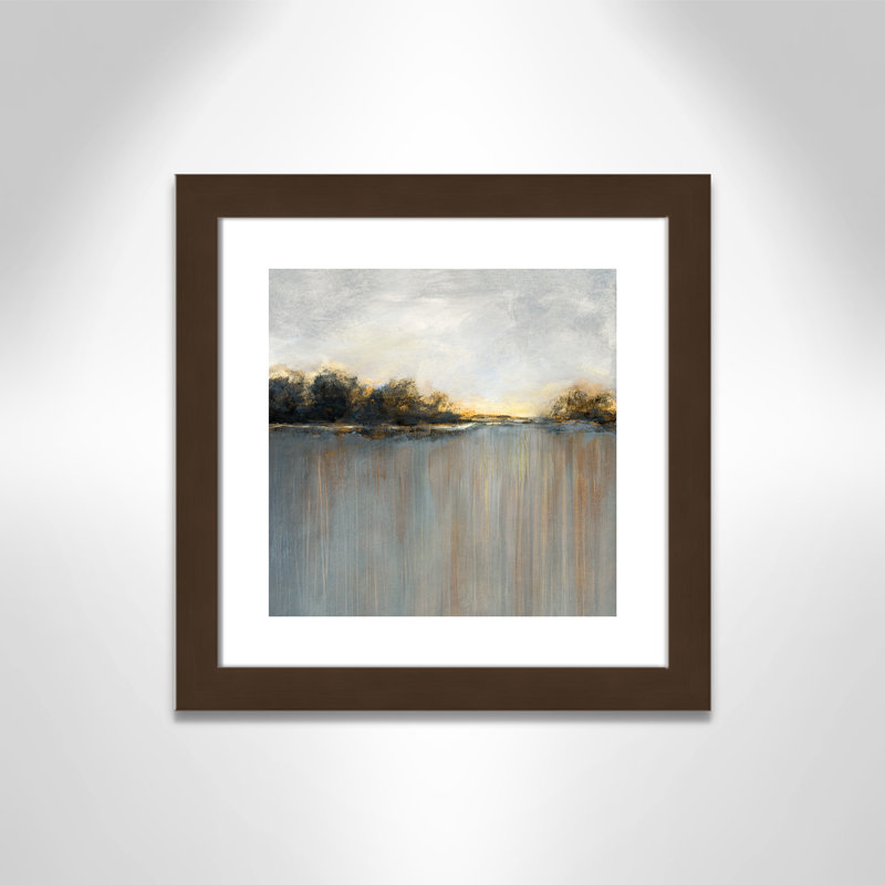 Rainy Sunset I - peinture encadrée, Cadre en cuivre brossé, H 18,5 po x l 18,5 po x P 1,13 po