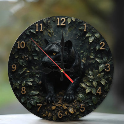 Horloge panthère avec feuilles