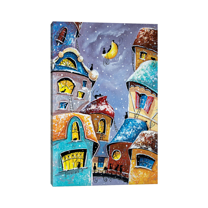 Winter Night In The City Of Cats 1 Piece Wrapped Canvas Wall Art