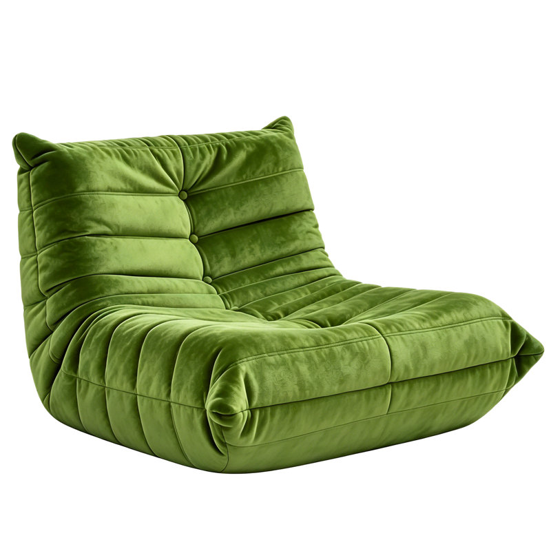 Fauteuil à billes sans accoudoirs Boneless Lazy, 35.4" x 37.8" x 27.5", Velours vert