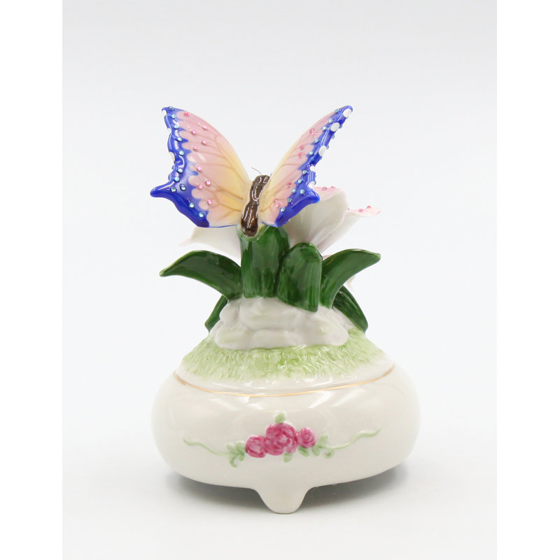 Figurine musicale papillon en porcelaine 5 "H