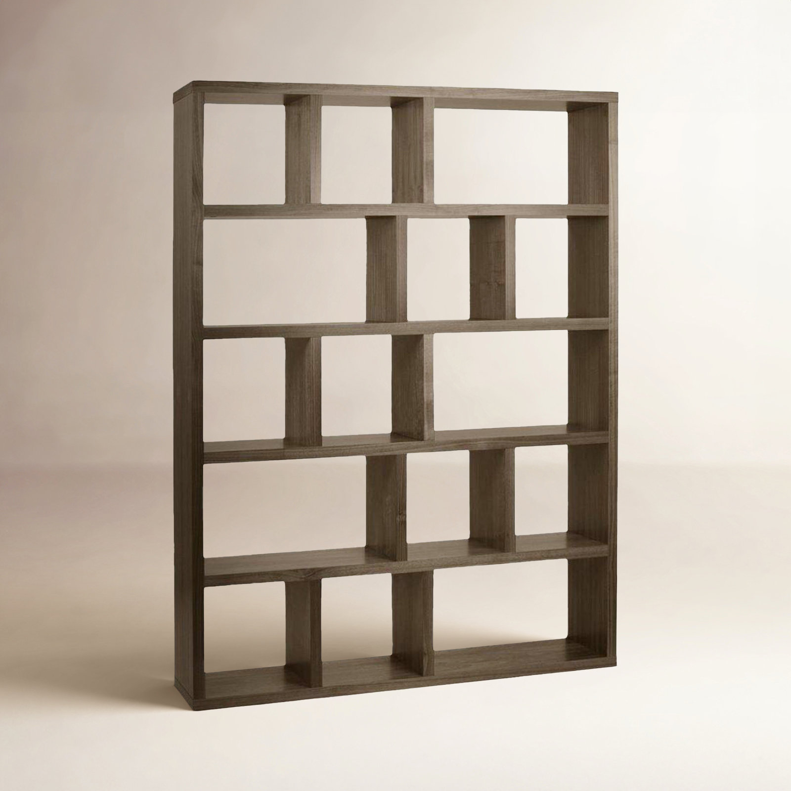 Stetson Manufactured Wood Bookcase , Walnut, (5 Shelves) 78" H x 59" W x 13" D